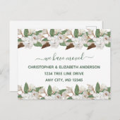 ホワイトフローラMagnoliasスクリプトの移動のお知らせ 案内ポストカード (正面/裏面)