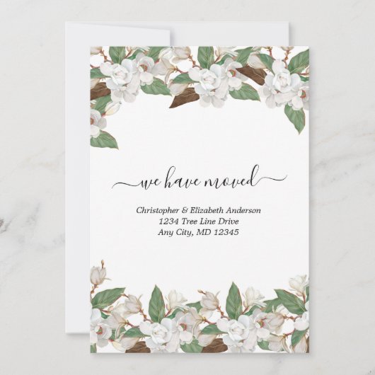 ホワイトフローラMagnoliasスクリプトの移動のお知らせ 案内状 (正面)