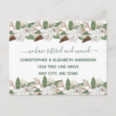 ホワイトフローラMagnoliasスクリプト引越退職 案内ポストカード (正面)