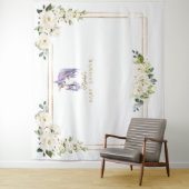 ホワイトフローラUnicornフォトブース赤ちゃんシャワー タペストリー (インサイチュ)