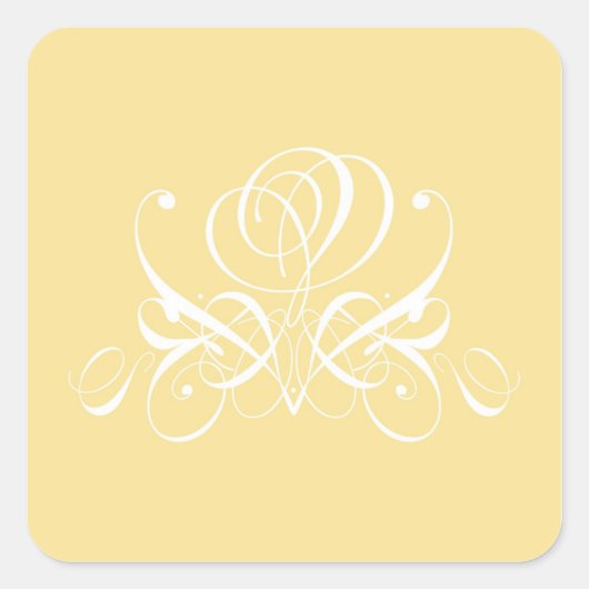 ホワイトフローリッシュバラデザイン スクエアシール (正面)