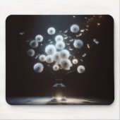 ホワイトフワフワのタンポポ マウスパッド (正面)