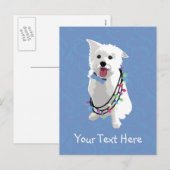 ホワイトフワフワ犬 – ピースジョイラブ – ホリデー シーズンポストカード (正面/裏面)