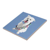 ホワイトフワフワ犬 – ピースジョイラブ – ホリデー タイル (側面)