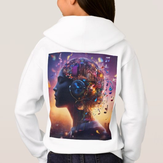 ホワイトフード付きスウェットシャツバックプリント (裏面)