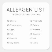 ホワイトフード安全アレルギー成分ベーカリー広場 スクエアシール (正面)