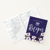 ホワイトフ魅力的ラワーズネービーブルーレシピ ノートブック (内部)