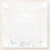 ホワイトブライダルドレスとバラ結婚の応援 ガラスコースター (裏面)