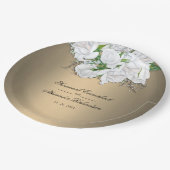 ホワイトブライダルバラアンドゴールデンエレガンス結婚ズ ペーパープレート (アングル)