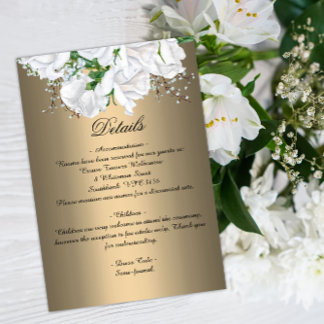 ホワイトブライダルブーケバラオン金ゴールド結婚ズ エンクロージャーカード