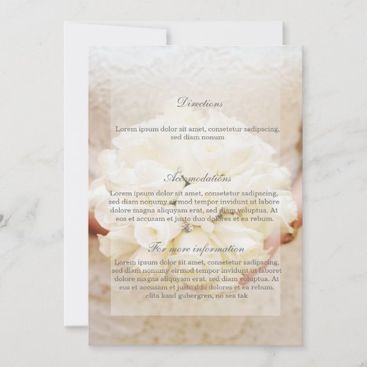 ホワイトブライダル結婚の花束の方向 招待状 (正面)