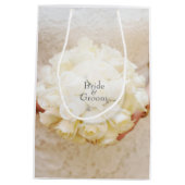 ホワイトブライダル結婚ズフラワーブーケ ミディアムペーパーバッグ (裏面)