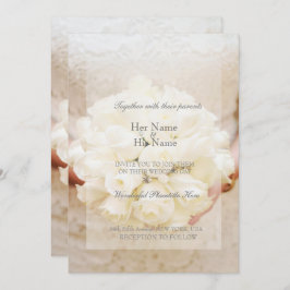 ホワイトブライダル結婚ズフラワーブーケ 招待状