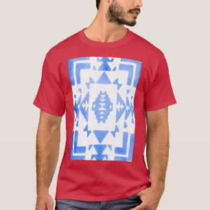ホワイトブライトブルーライトブルーグラデーション先住民アメリカン Tシャツ