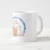 ホワイトブラウンかわいいウサギとベアーマグ ジャンボコーヒーマグカップ (正面右)