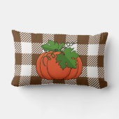 ホワイトブラウンのパンプキンにオレンジ市松模様に色のパンプキ ランバークッション (裏面)