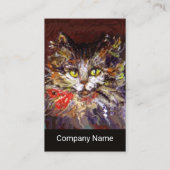 ホワイトブラウンキティ猫ポートレート、赤いリボンブラック 名刺 (裏面)