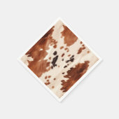 ホワイトブラウンコウィドアニマルプリント スタンダードカクテルナプキン (角)