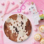 ホワイトブラウンコウィドアニマルプリント ペーパープレート (パーティー)