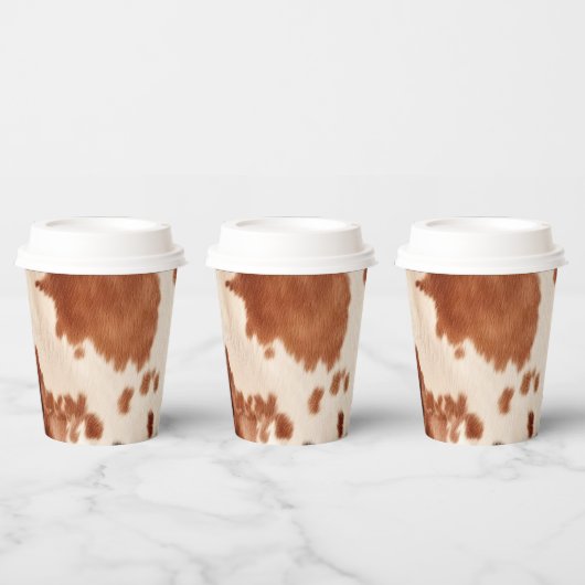 ホワイトブラウンコウィドアニマルプリント 紙コップ (複数)