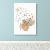 ホワイトブラウンラインアートウーマンキャンバス キャンバスプリント (インサイチュ (ウッドフロア))