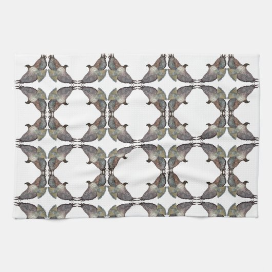 ホワイトブラウンレッドションドレッドホークキッチンタオル キッチンタオル (横)