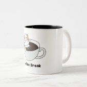 ホワイトブラウン図解入りの、写真付きのキャットマグ ツートーンマグカップ (正面右)