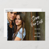 ホワイトブラシスクリプト日付の結婚ポストカードの保存 ポストカード (正面/裏面)