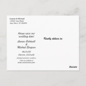 ホワイトブラシスクリプト日付の結婚ポストカードの保存 ポストカード (裏面)