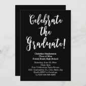 ホワイトブラシスクリプト祝の卒業 招待状 (正面/裏面)