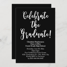 ホワイトブラシスクリプト祝卒業パーティー 招待状