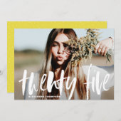 ホワイトブラシタイポグラフィ卒業招待状II 招待状 (正面/裏面)