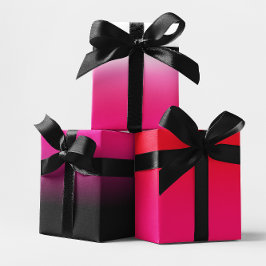 ホワイトブラックとホットピンクのミッグラデーションクス ラッピングペーパーシート