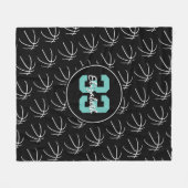 ホワイトブラックのミニマルスタイルのバスケットボールのパターン フリースブランケット (正面(横))