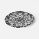 ホワイトブラックの透かし模様 ペーパープレート (アングル)