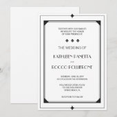 ホワイトブラックアールデコ結婚式招待状 招待状 (正面/裏面)