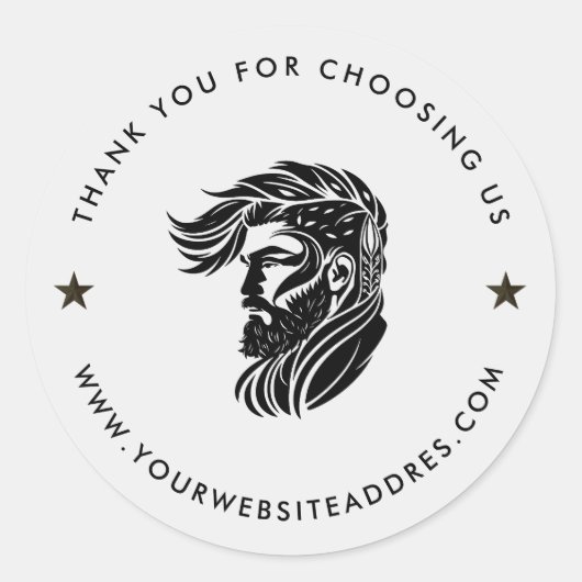 ホワイトブラックカスタムタイポグラフィクラシックラウンドステッカー ラウンドシール (正面)