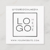 ホワイトブラックカスタムロゴ写真QRコードソーシャルメディア スクエア名刺 (正面)