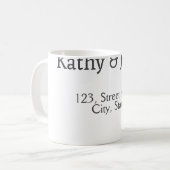 ホワイトブラックカップルの名前アドレス市区町村州シンプル コーヒーマグカップ (正面左)