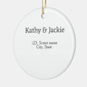 ホワイトブラックカップルの名前アドレス市区町村州シンプル セラミックオーナメント (左)