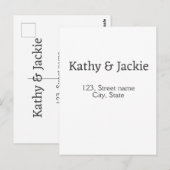 ホワイトブラックカップルの名前アドレス市区町村州シンプル ポストカード (正面/裏面)