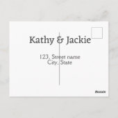 ホワイトブラックカップルの名前アドレス市区町村州シンプル ポストカード (裏面)