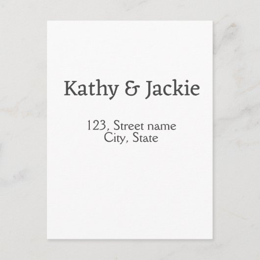 ホワイトブラックカップルの名前アドレス市区町村州シンプル ポストカード (正面)