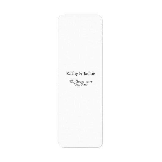 ホワイトブラックカップルの名前アドレス市区町村州シンプル ラベル (正面)