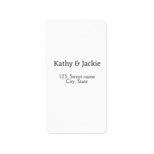 ホワイトブラックカップルの名前アドレス市区町村州シンプル ラベル (正面)