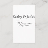 ホワイトブラックカップルの名前アドレス市区町村州シンプル 名刺 (裏面)