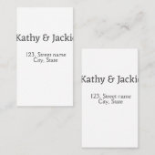 ホワイトブラックカップルの名前アドレス市区町村州シンプル 名刺 (正面/裏面)