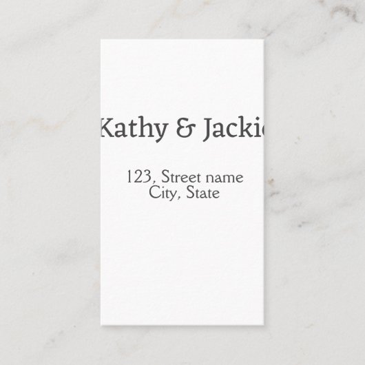 ホワイトブラックカップルの名前アドレス市区町村州シンプル 名刺 (正面)