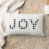 ホワイトブラッククリスマスジョイバッファローチェック ランバークッション (ブランケット)