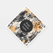 ホワイトブラッククリームヒョウ動物誕生日 スタンダードランチョンナプキン (角)